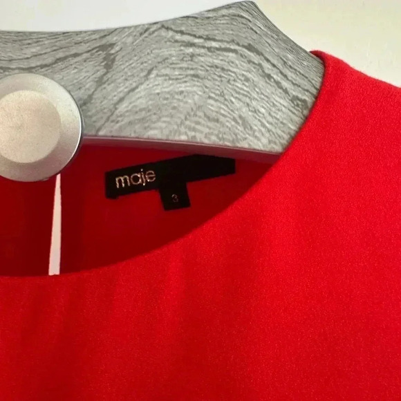 Maje Ruffled Front Lorena  Red Top  Size 3 - Picture 6 of 6
